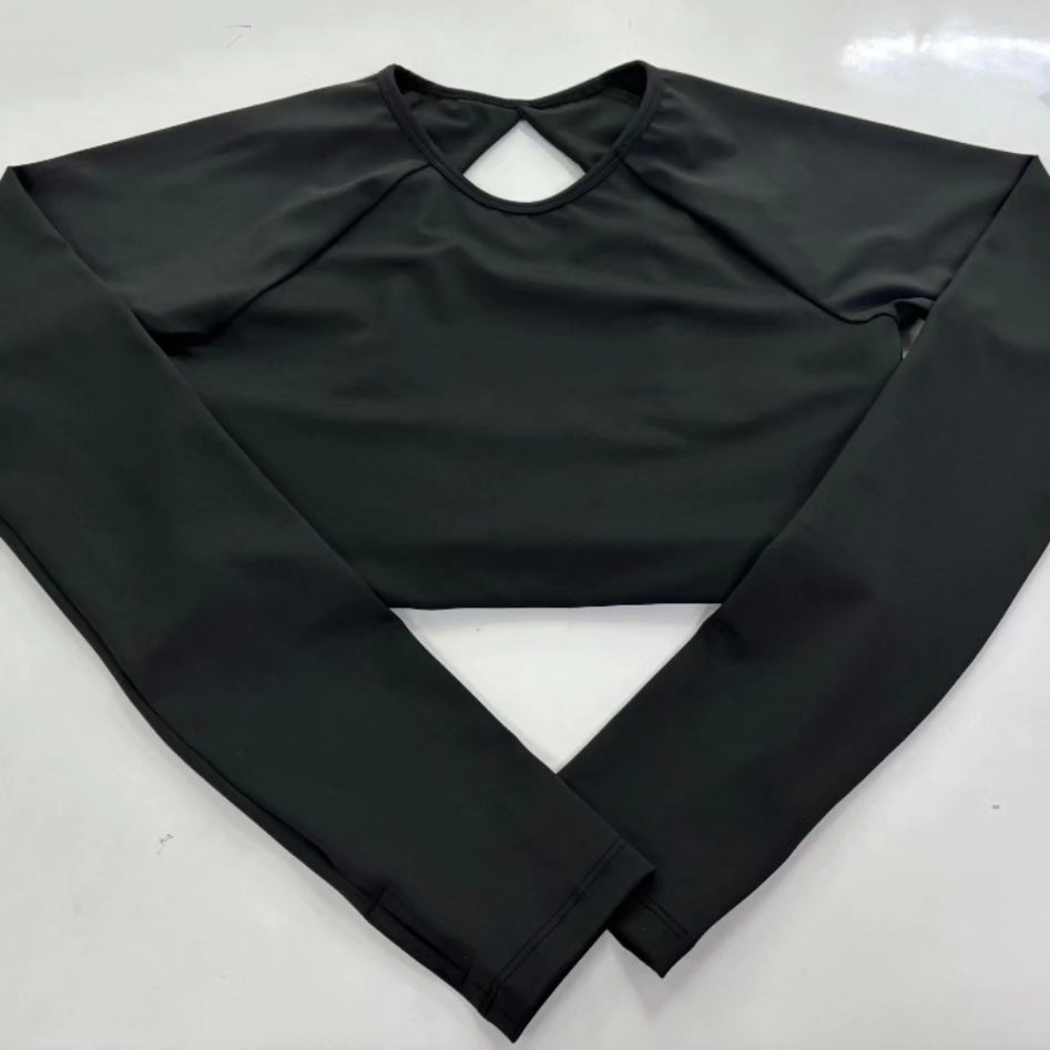 OB Black on Black Long Sleeve Crop Top