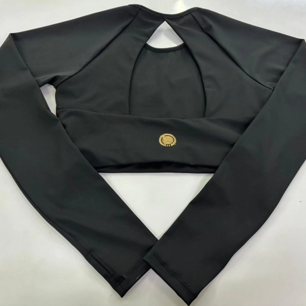 OB Black on Black Long Sleeve Crop Top