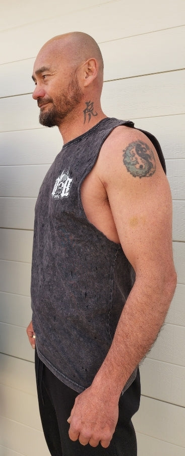 Men's Charcoal Stonewash Singlet